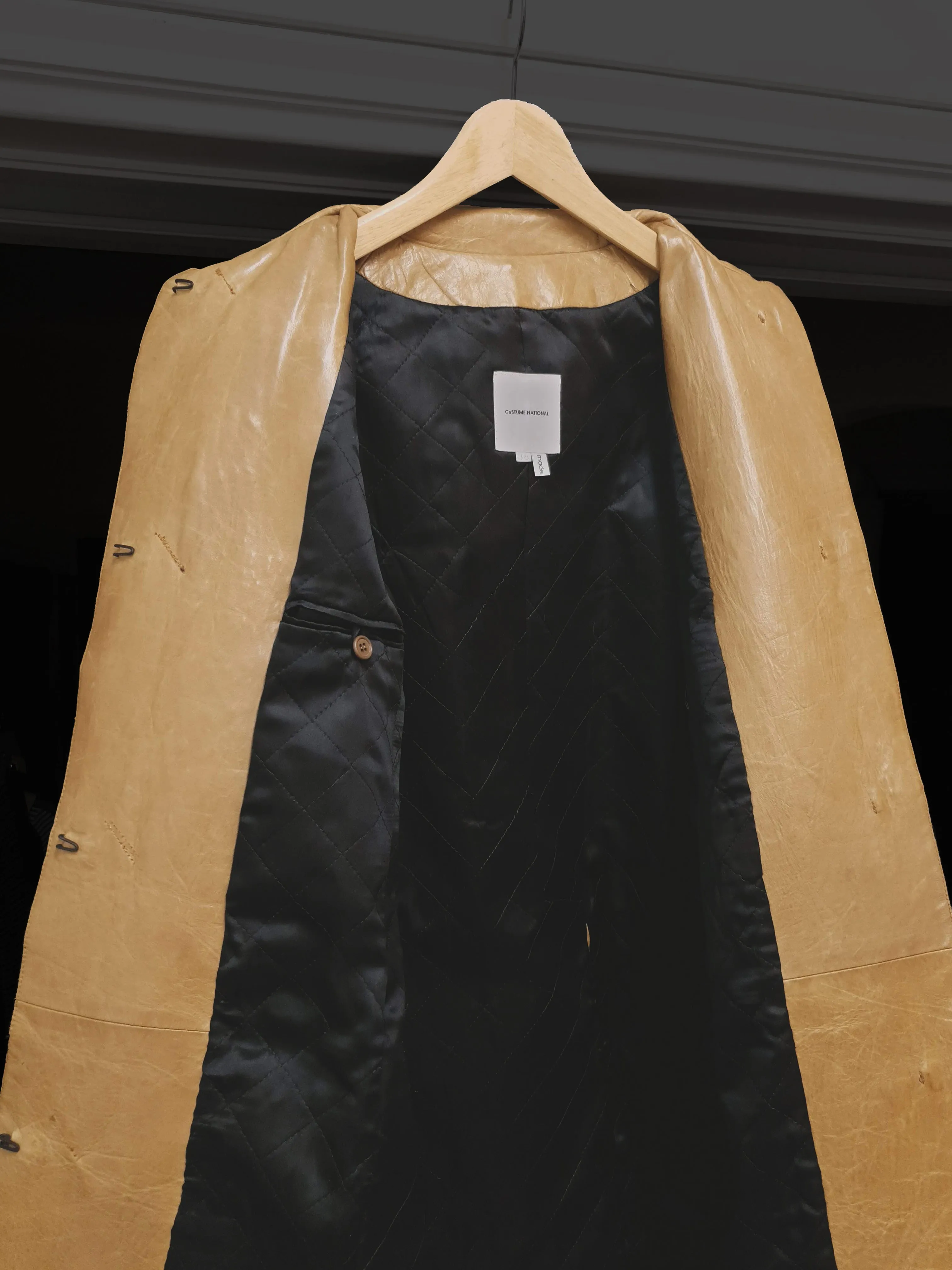 1997 Deconstructed Belted Car Coat in Polished Lamb Leather