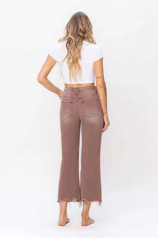 90's Vintage Crop Flare Jean - Mocha Mauve