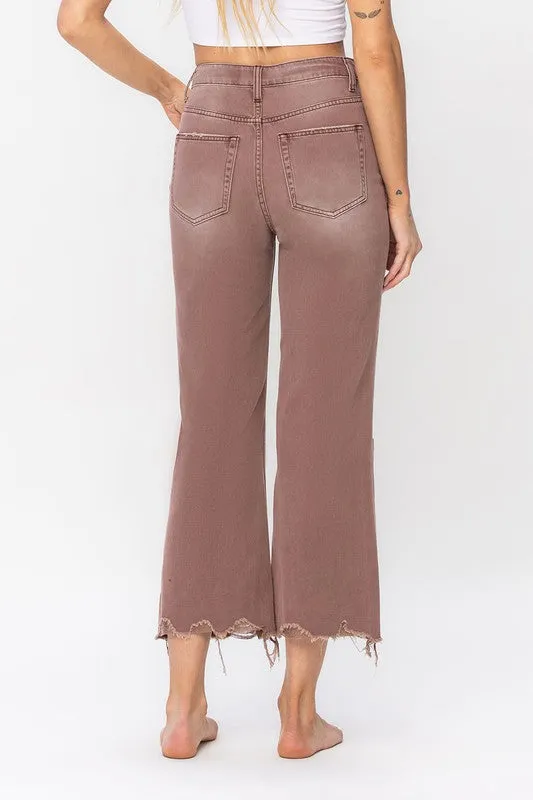 90's Vintage Crop Flare Jean - Mocha Mauve