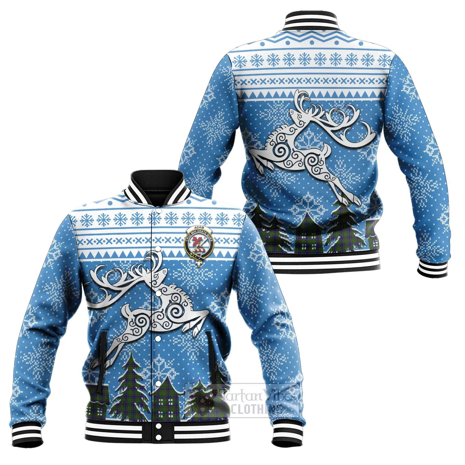 Adam Clan Christmas Baseball Jacket Celtic Reindeer Style