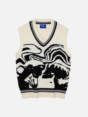 Aelfric Eden Skeleton Portrait Graphic Sweater Vest