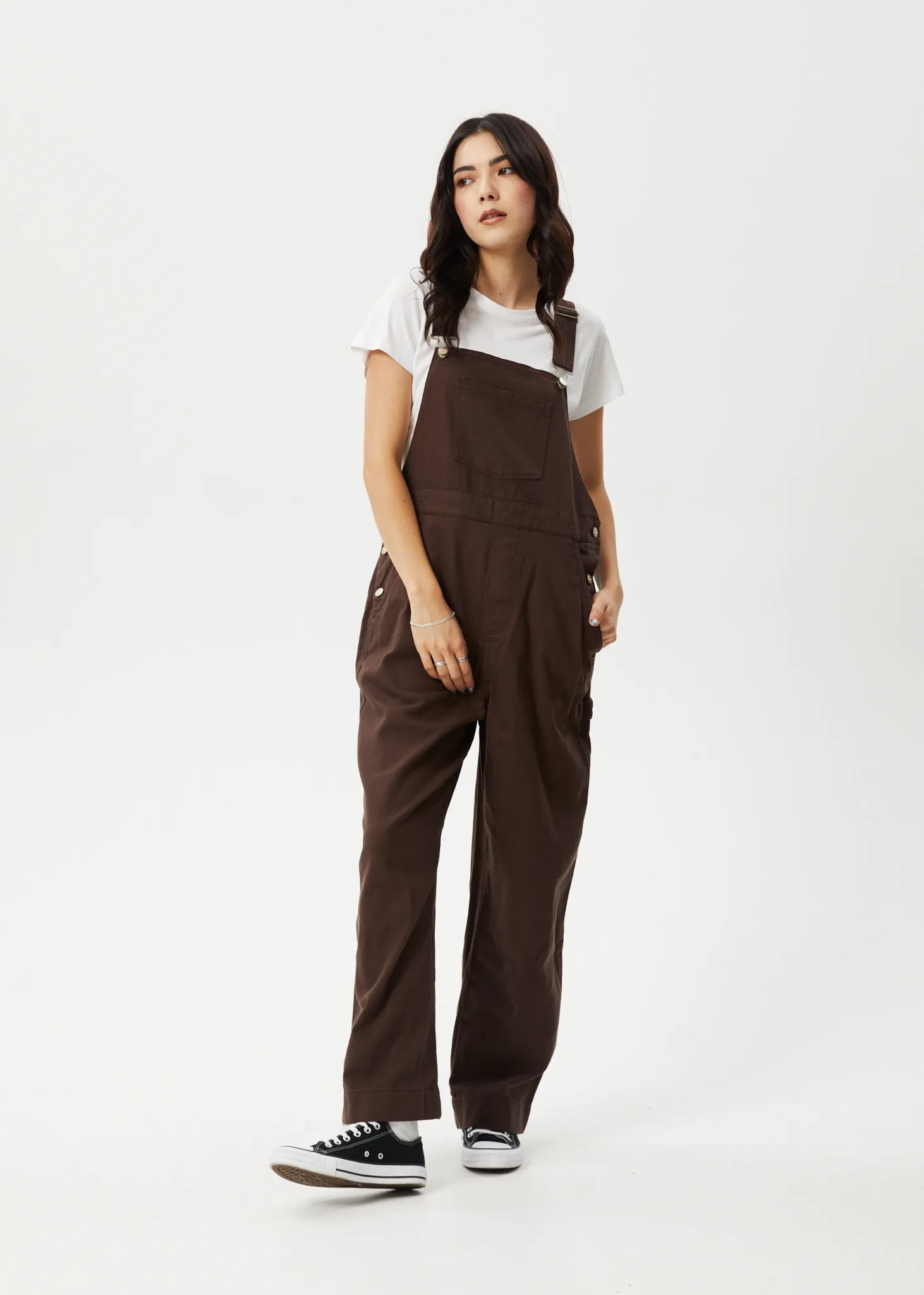 AFENDS Womens Louis - Oversized Overalls - Coffee