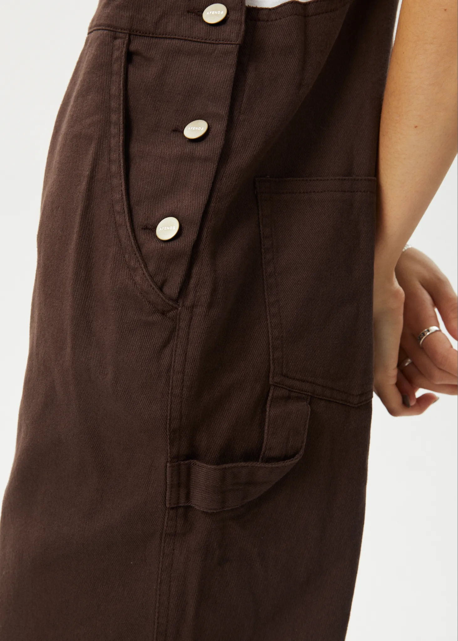 AFENDS Womens Louis - Oversized Overalls - Coffee