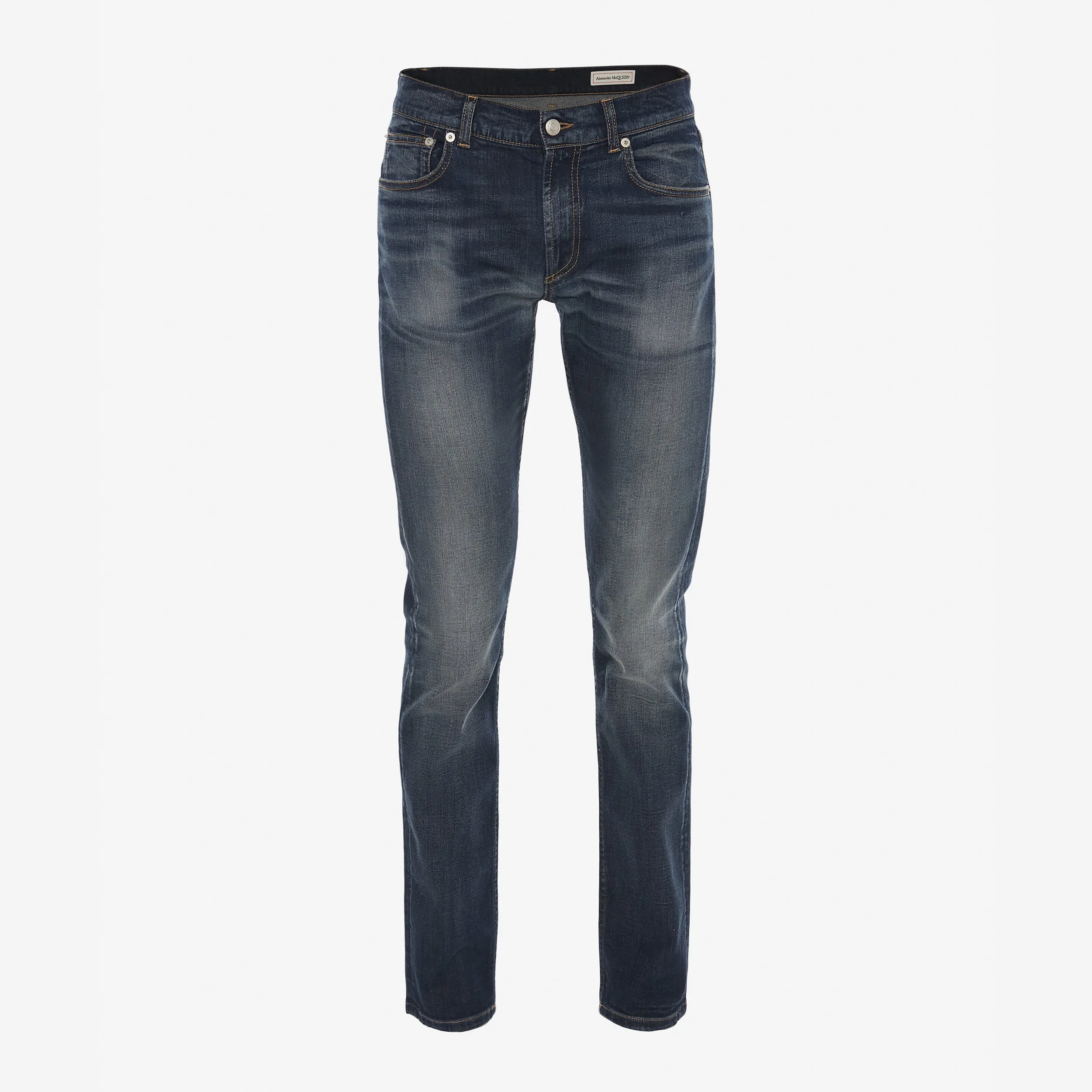 Alexander McQueen Graffiti Washed Blue Denim Jeans