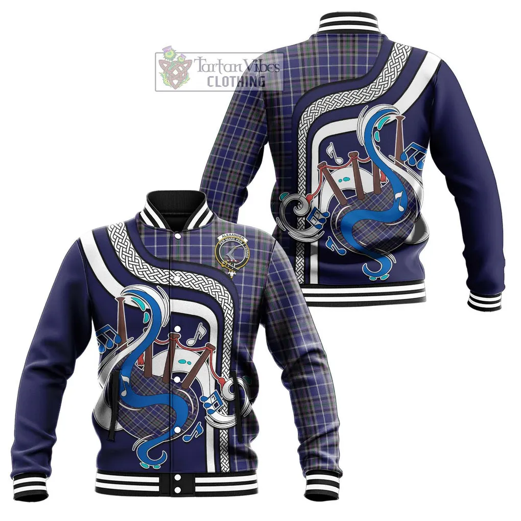 Alexander of Menstry Tartan Baseball Jacket with Epic Bagpipe Style