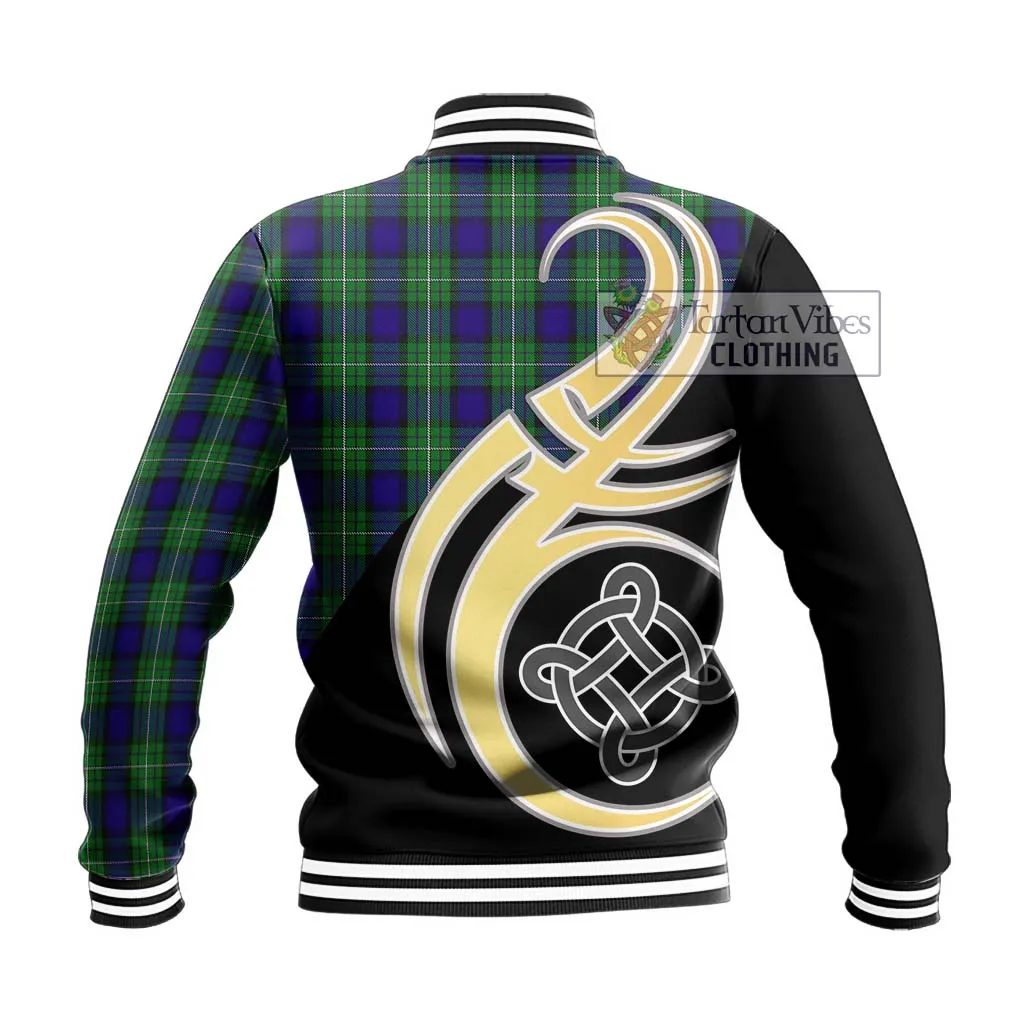 Alexander Tartan Baseball Jacket with Family Crest and Celtic Symbol Style