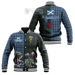 Allison Tartan Baseball Jacket Happy St. Andrew's Day Half Tartan Style