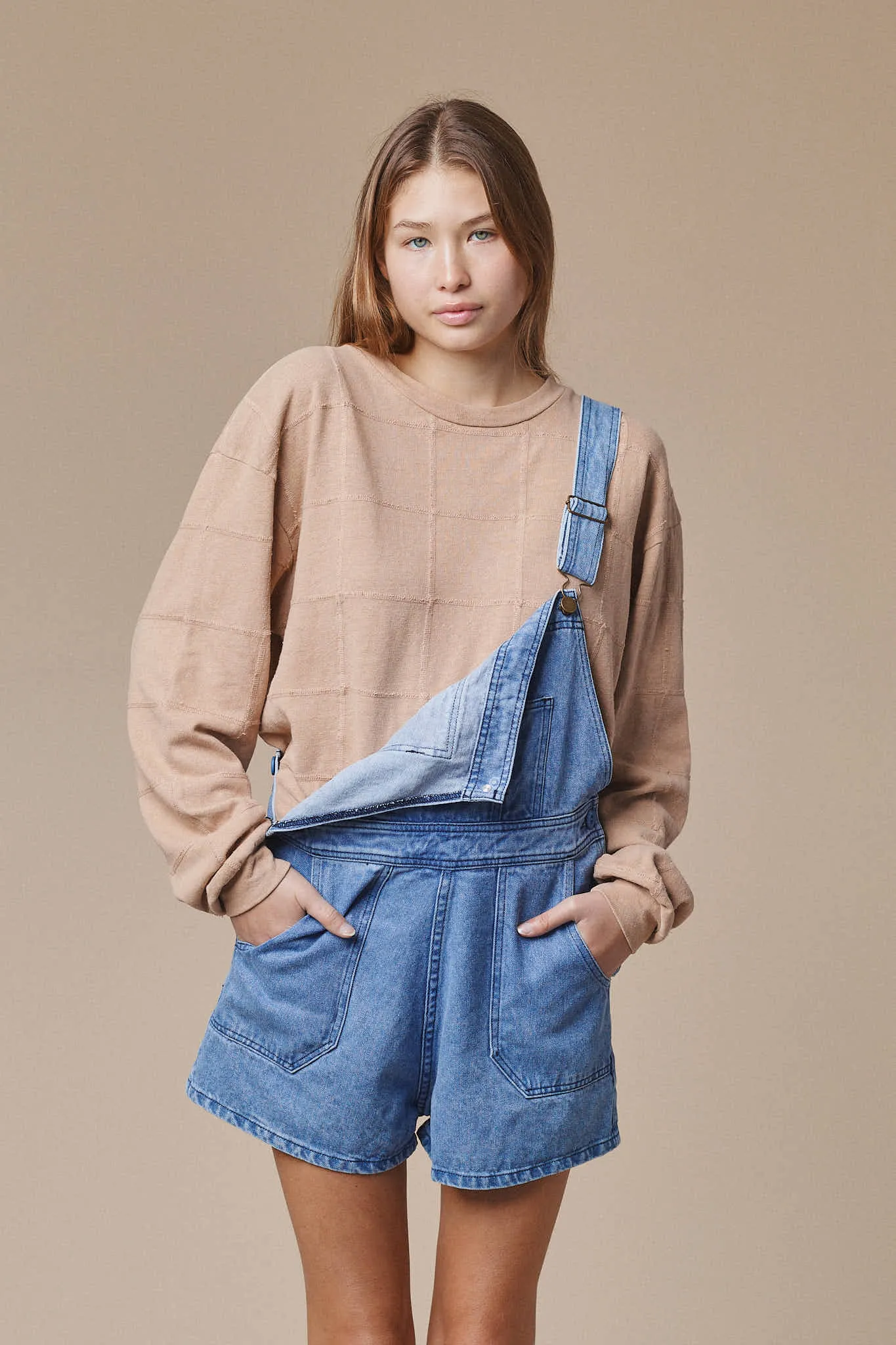 Alma Overall Denim Shorts