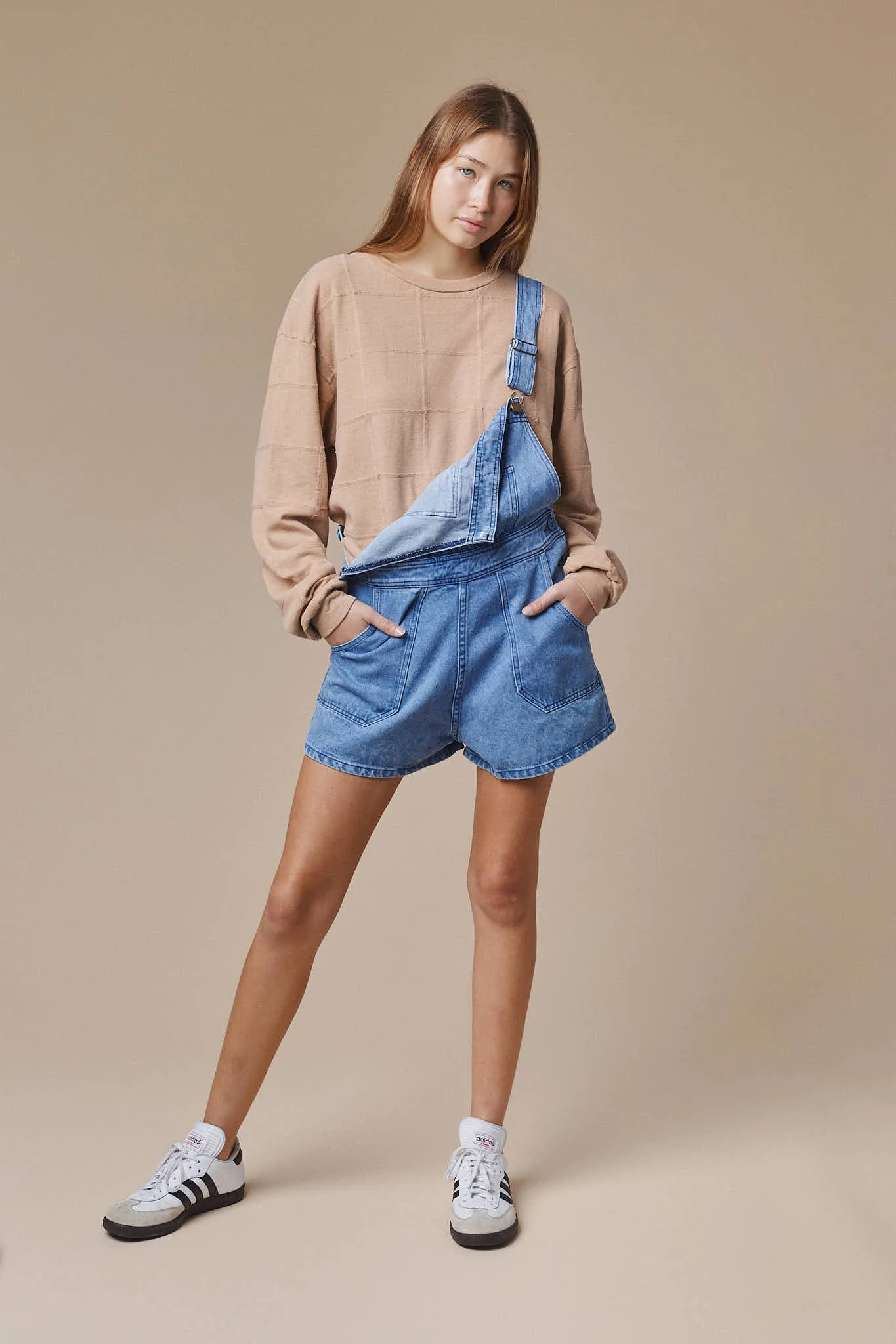 Alma Overall Denim Shorts