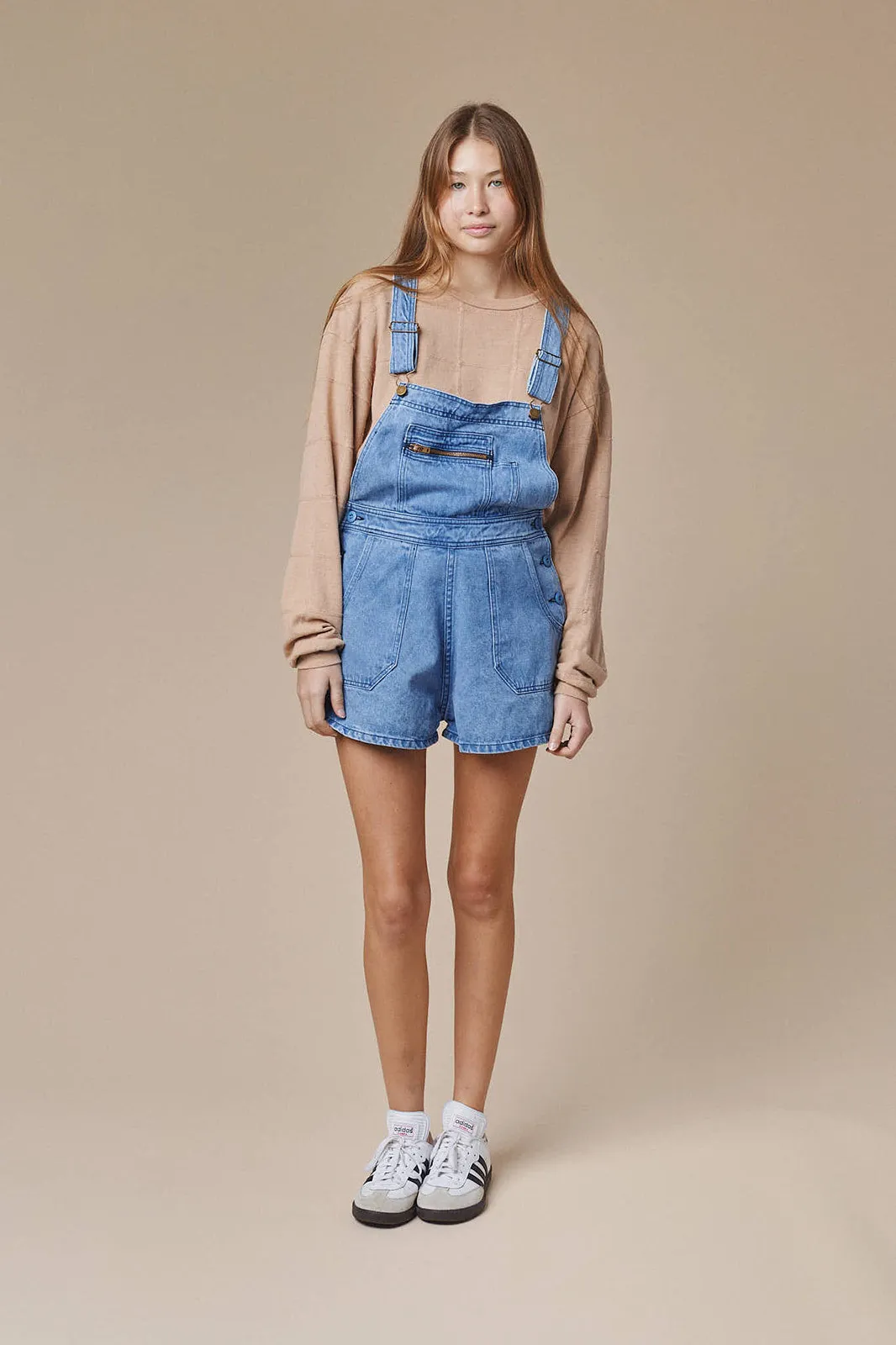 Alma Overall Denim Shorts