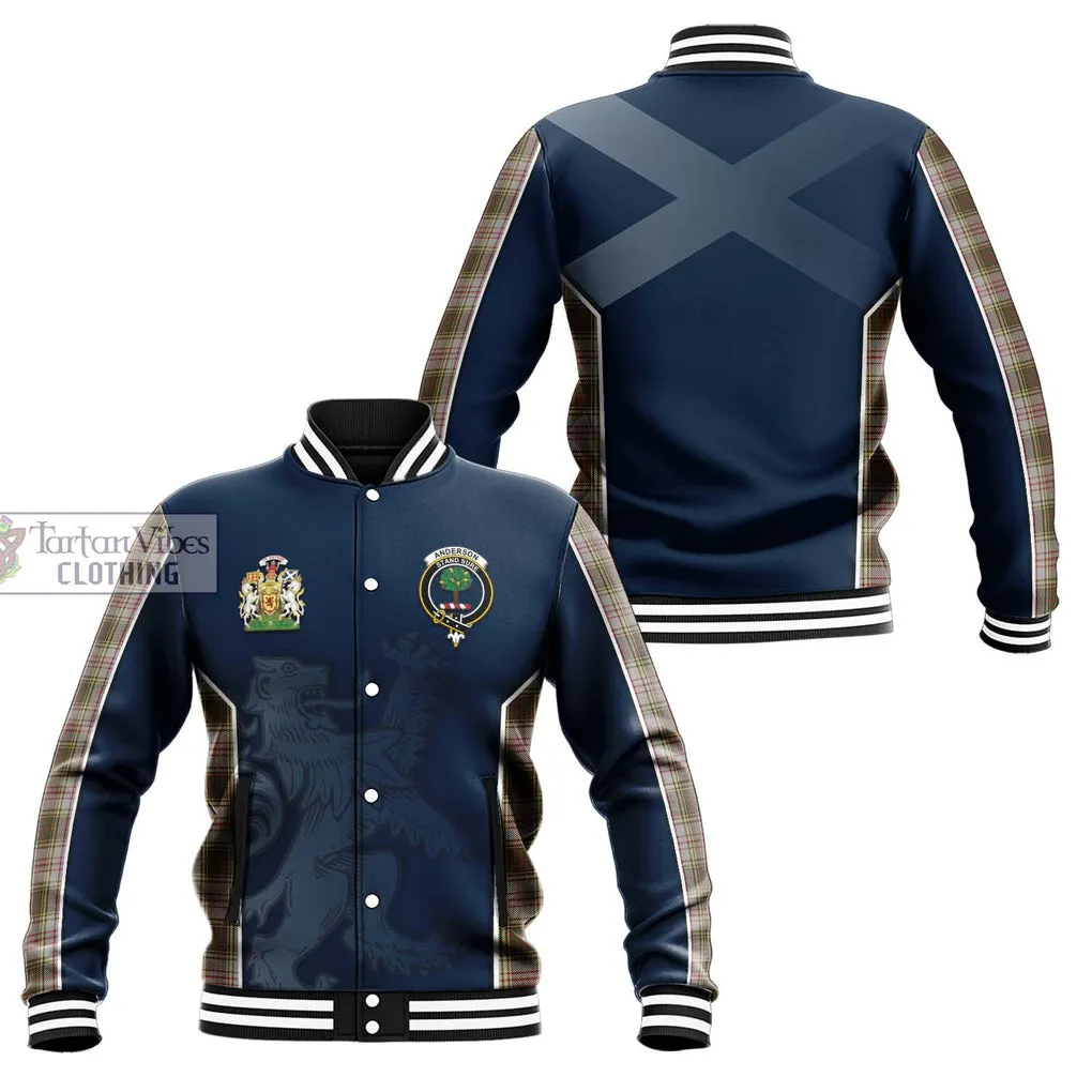 Anderson Dress Tartan Baseball Jacket with Family Crest and Lion Rampant Vibes Sport Style