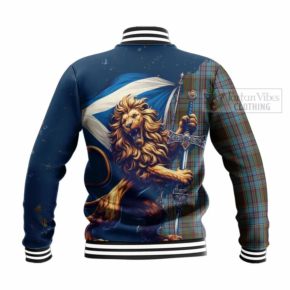 Anderson Tartan Family Crest Baseball Jacket with Scottish Majestic Lion