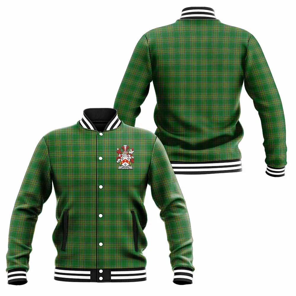 Archer Irish Clan Tartan Baseball Jacket with Coat of Arms