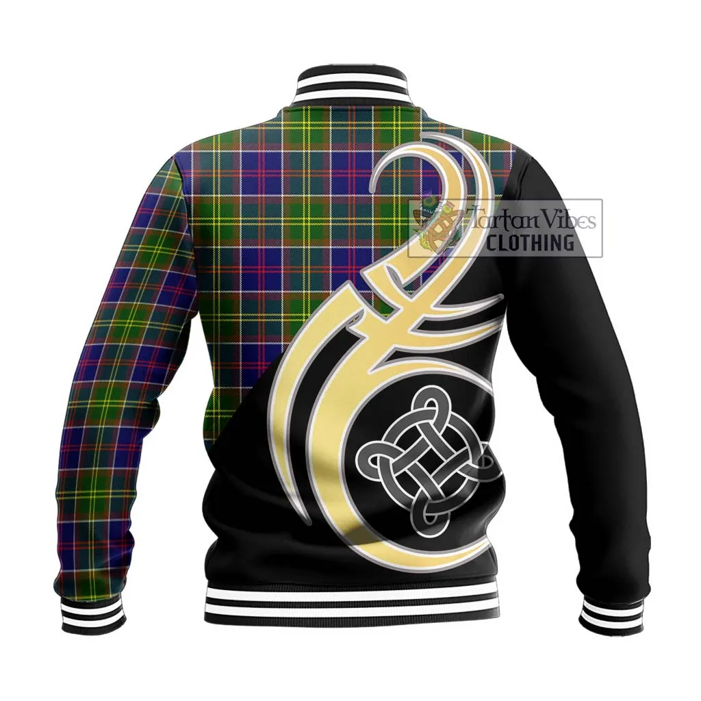 Arnott Tartan Baseball Jacket with Family Crest and Celtic Symbol Style