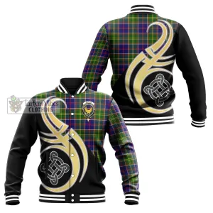 Arnott Tartan Baseball Jacket with Family Crest and Celtic Symbol Style