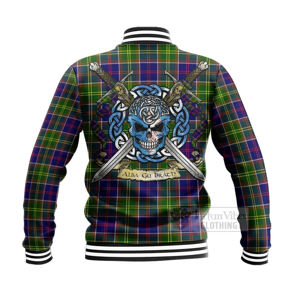 Arnott Tartan Baseball Jacket with Family Crest Celtic Skull Style