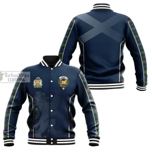 Bailey Modern Tartan Baseball Jacket with Family Crest and Lion Rampant Vibes Sport Style