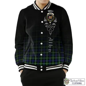 Baillie (Bailey) Tartan Baseball Jacket Featuring Alba Gu Brath Family Crest Celtic Inspired