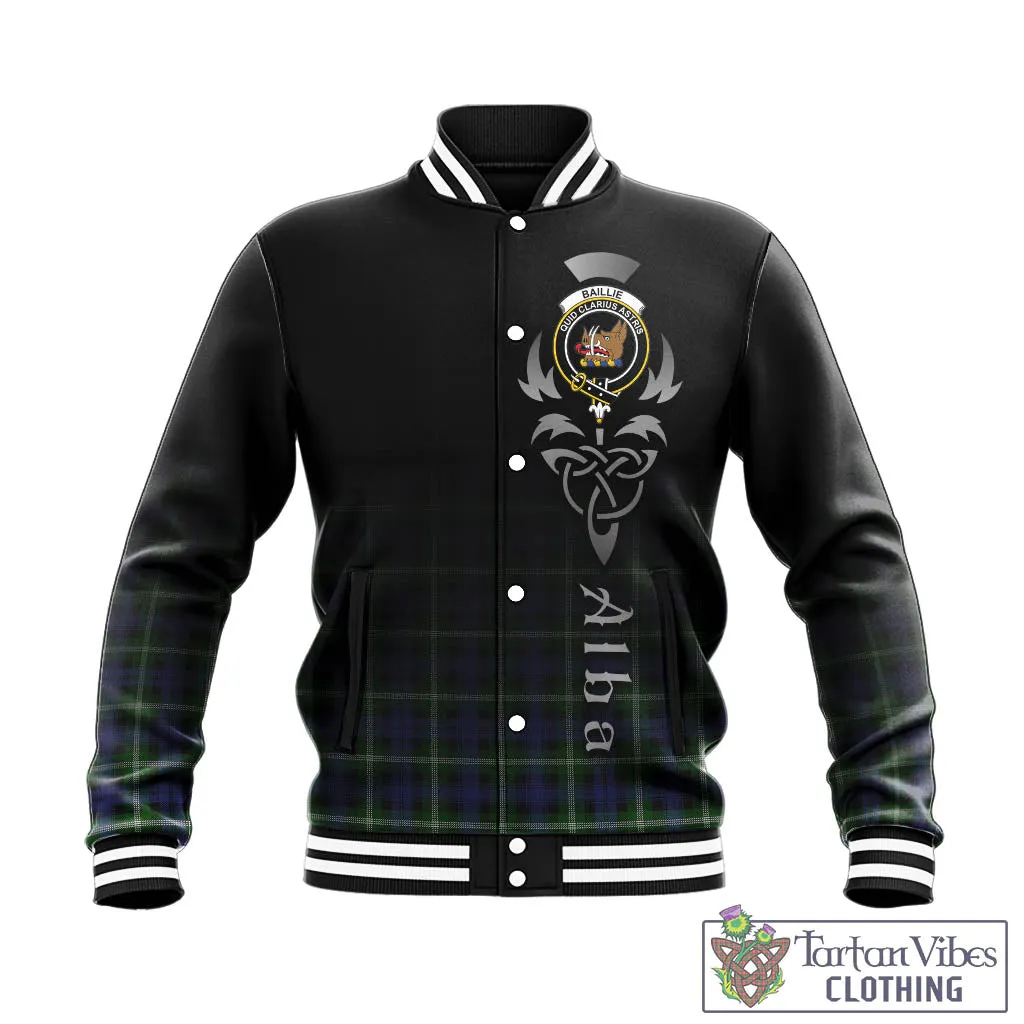 Baillie (Bailey) Tartan Baseball Jacket Featuring Alba Gu Brath Family Crest Celtic Inspired