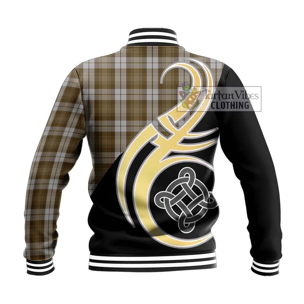 Baillie Dress Tartan Baseball Jacket with Family Crest and Celtic Symbol Style