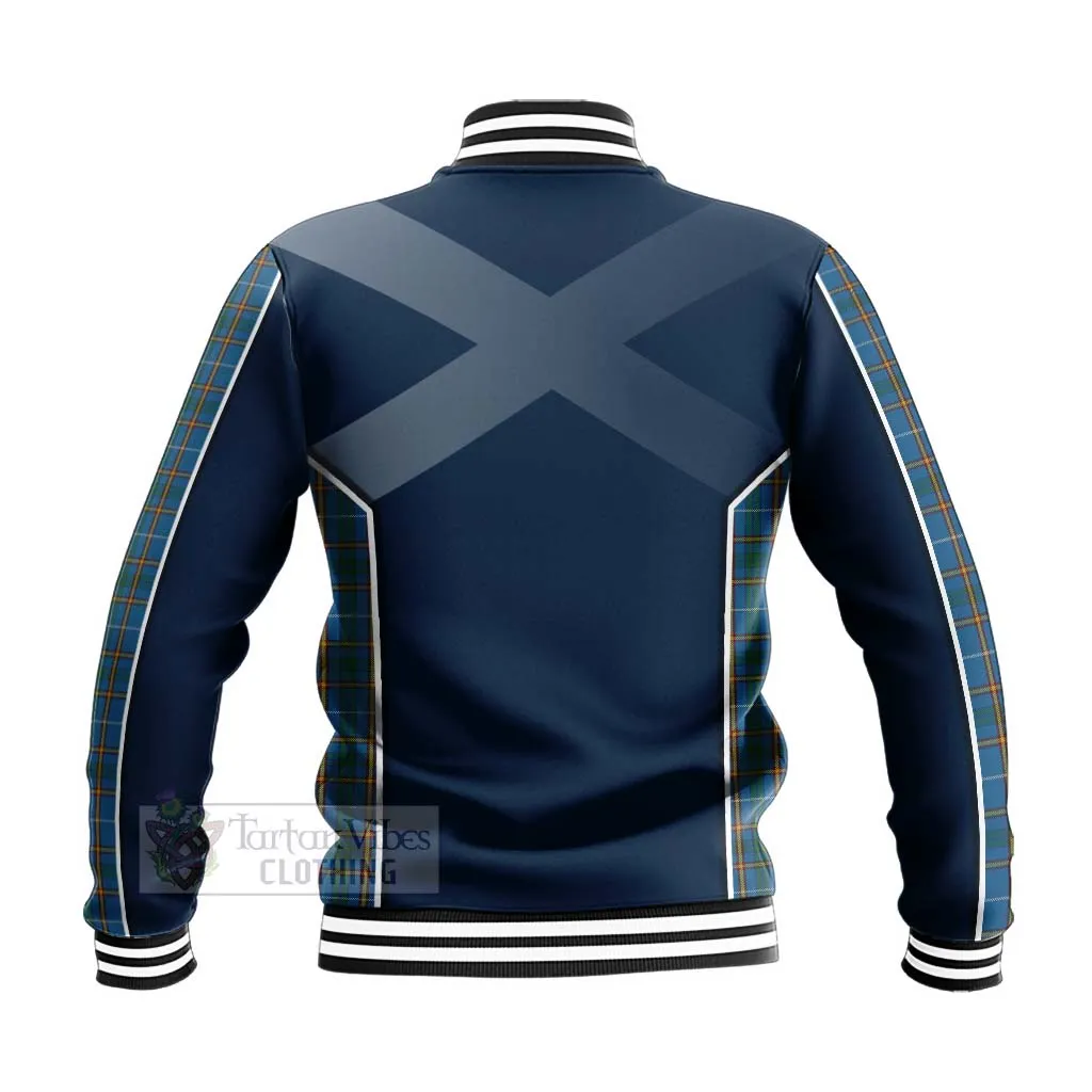 Bain Tartan Baseball Jacket with Family Crest and Scottish Thistle Vibes Sport Style