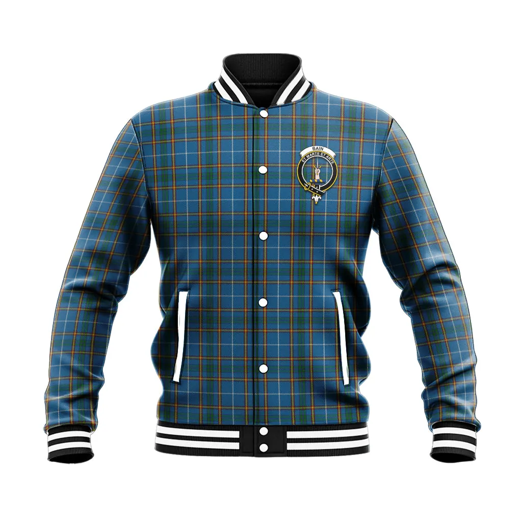 Bain Tartan Baseball Jacket with Family Crest