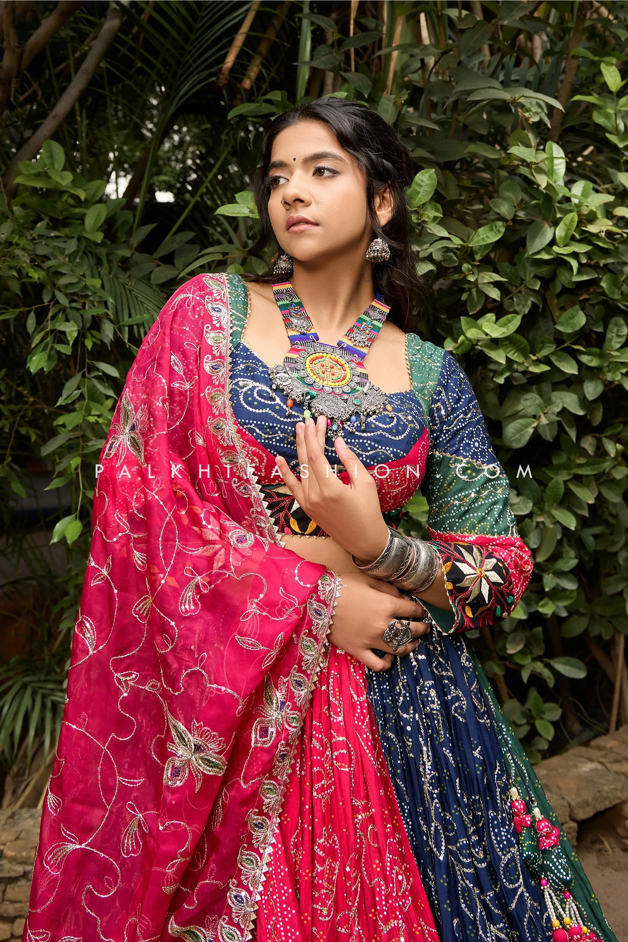 Bandhani Gaji Silk Grandeur: Designer Navratri Chaniya Choli