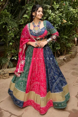 Bandhani Gaji Silk Grandeur: Designer Navratri Chaniya Choli