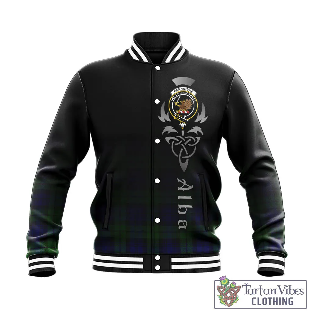 Bannatyne Tartan Baseball Jacket Featuring Alba Gu Brath Family Crest Celtic Inspired