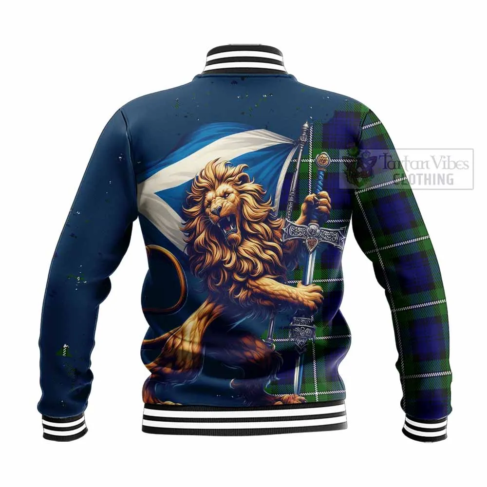 Bannerman Tartan Family Crest Baseball Jacket with Scottish Majestic Lion