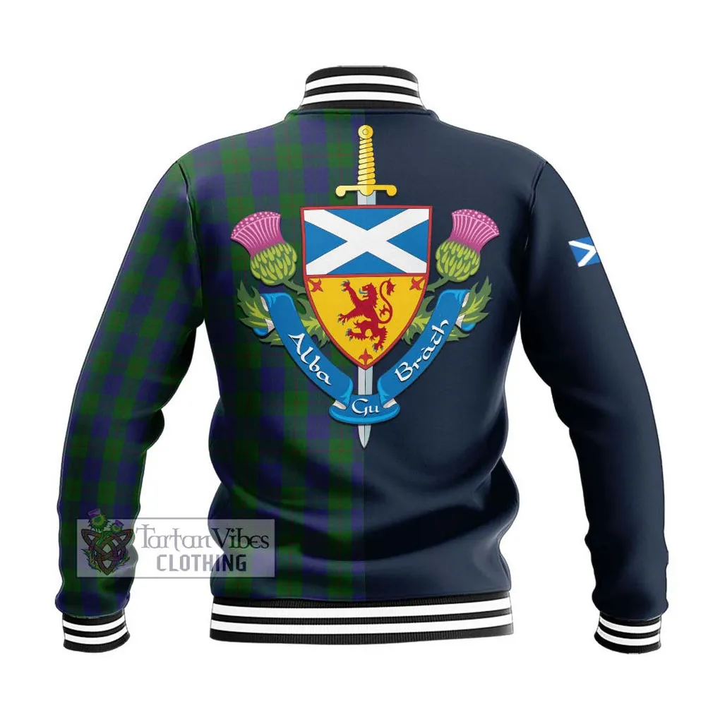 Barclay Tartan Baseball Jacket Alba with Scottish Lion Royal Arm Half Style