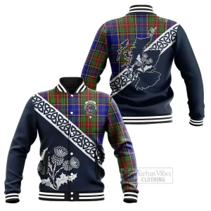 Beattie (Beatty) Tartan Baseball Jacket Featuring Thistle and Scotland Map