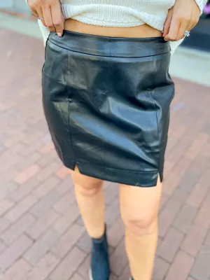 Black Vegan Leather Mini Skirt