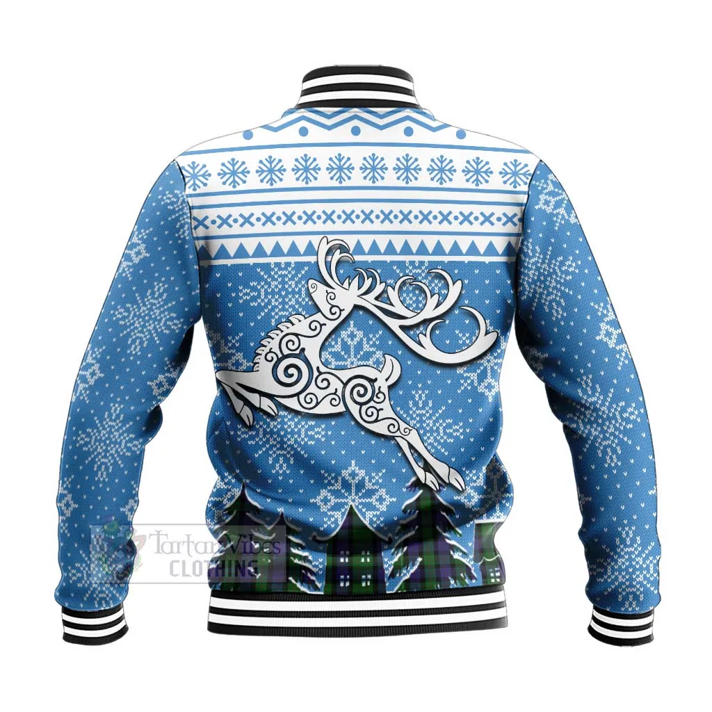 Blair Clan Christmas Baseball Jacket Celtic Reindeer Style