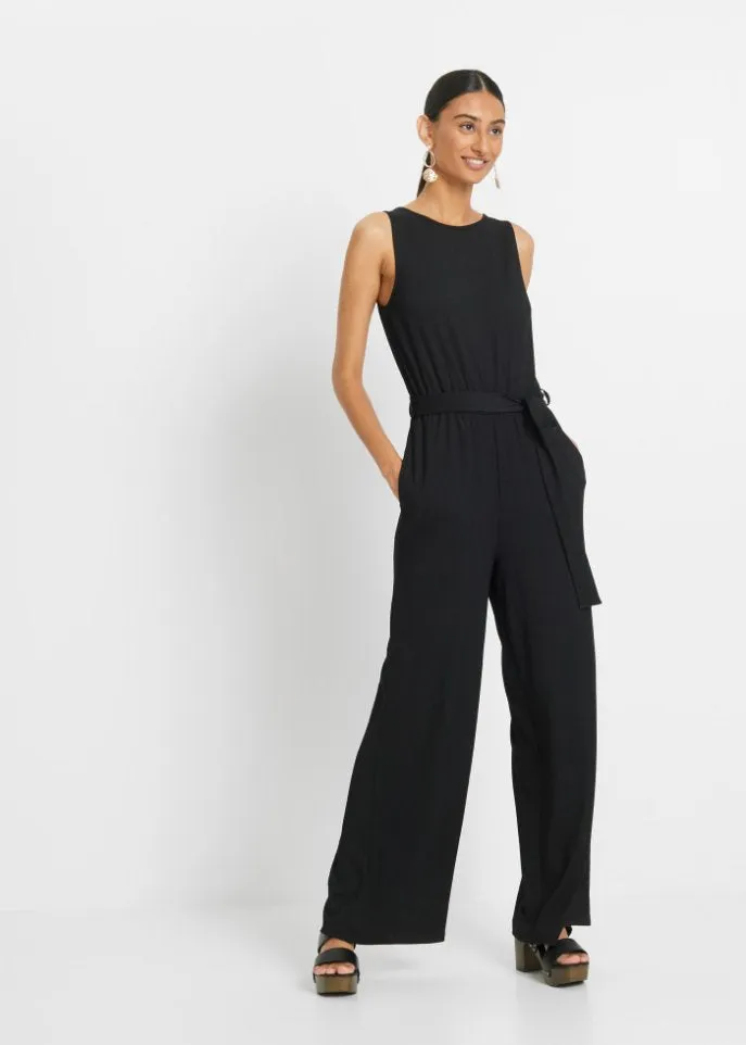 Bodyflirt jersey jumpsuit, black