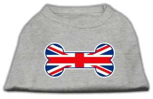 Bone Shaped United Kingdom (Union Jack) Flag Screen Print Shirts Grey S (10)