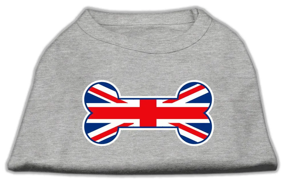 Bone Shaped United Kingdom (Union Jack) Flag Screen Print Shirts Grey S (10)