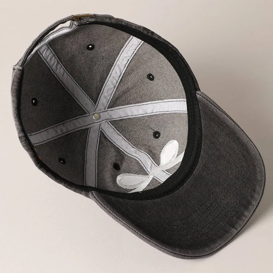 Bow Embroidered Denim Baseball Cap