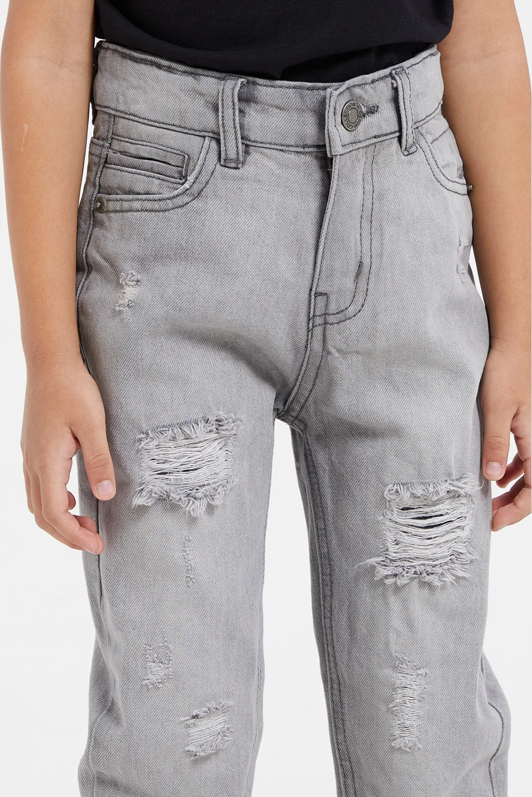 Boys Grey Ripped Jeans