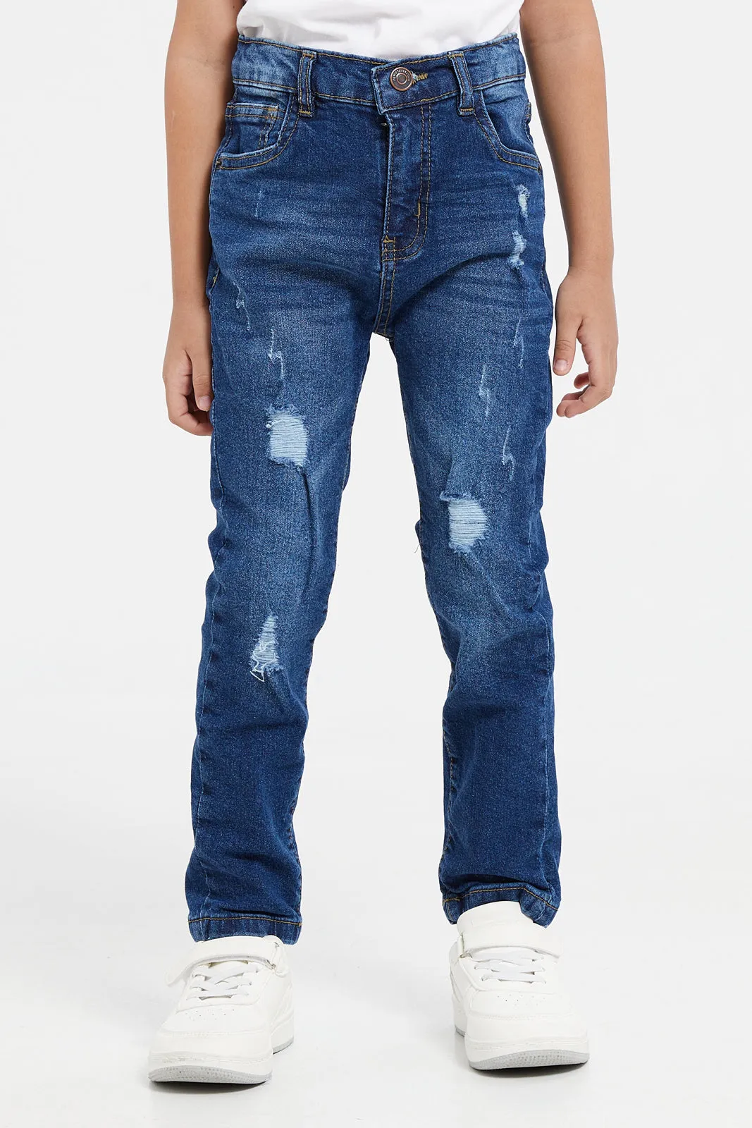 Boys Navy Ripped Jeans