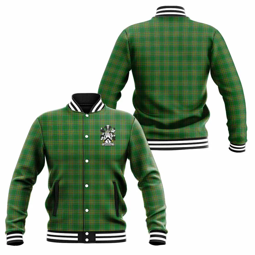 Brenock Irish Clan Tartan Baseball Jacket with Coat of Arms