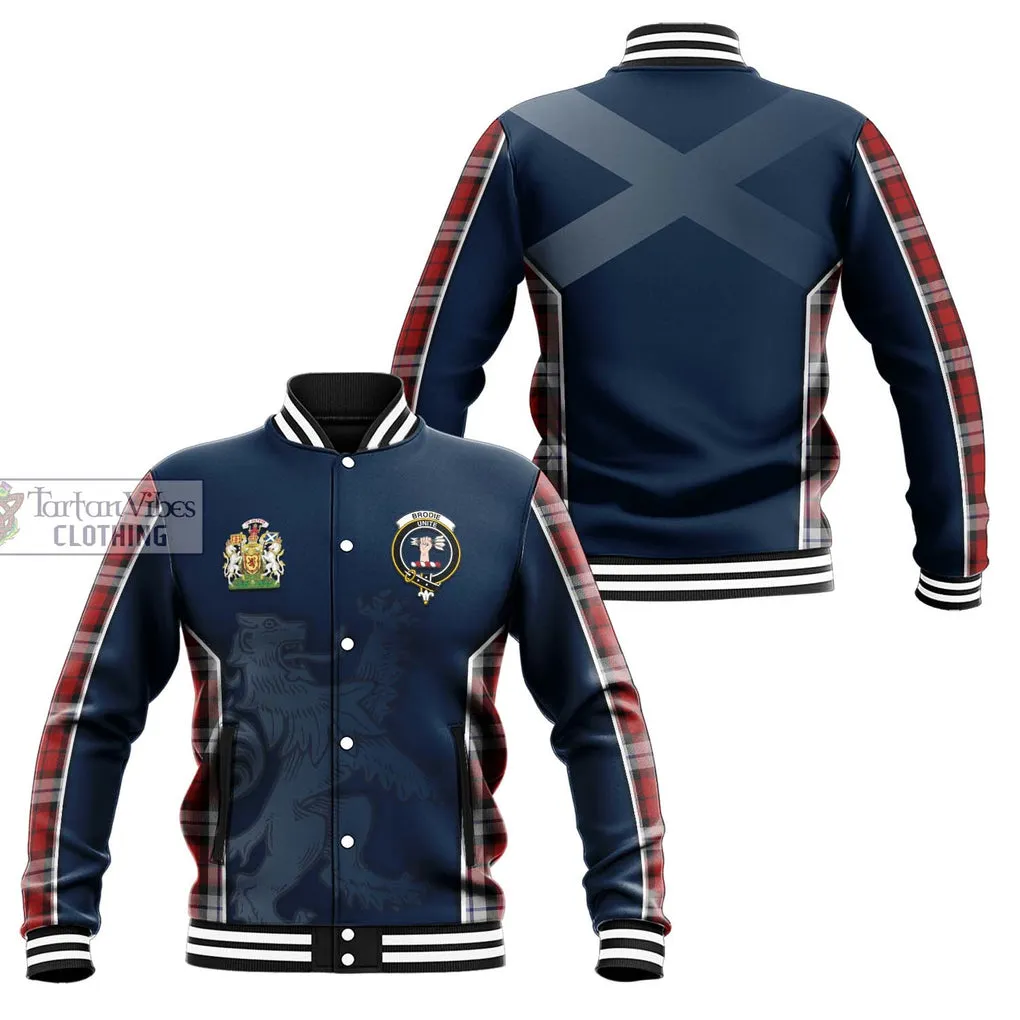 Brodie Dress Tartan Baseball Jacket with Family Crest and Lion Rampant Vibes Sport Style