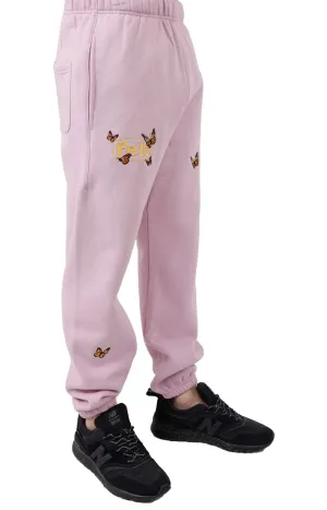 Butterfly Cozy Fleece Joggers - Soft Lavender