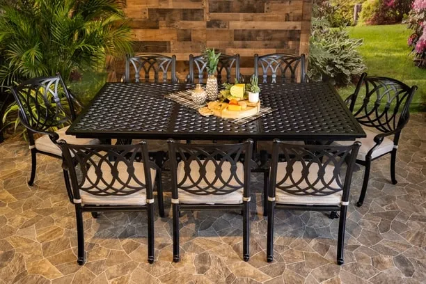 CHELSEA 9 PIECE DINING SET - 46" x 86" Weave Dining Table and 8 Chairs