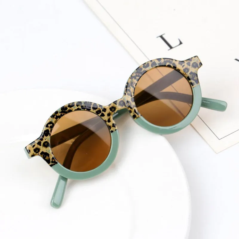 Children's Fashion Round Leopard Print Patchwork Shades