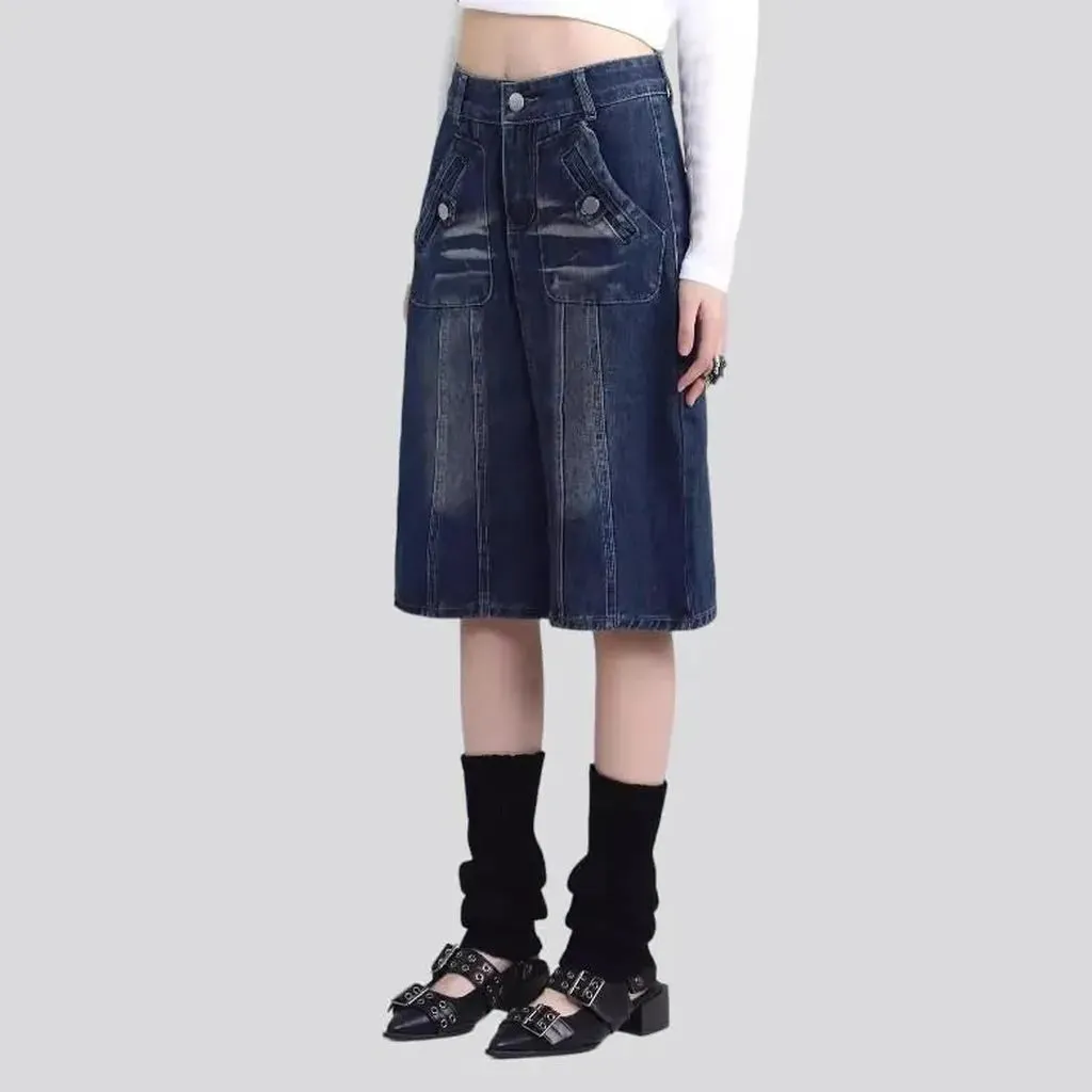 Classic sanded women's jeans skirt