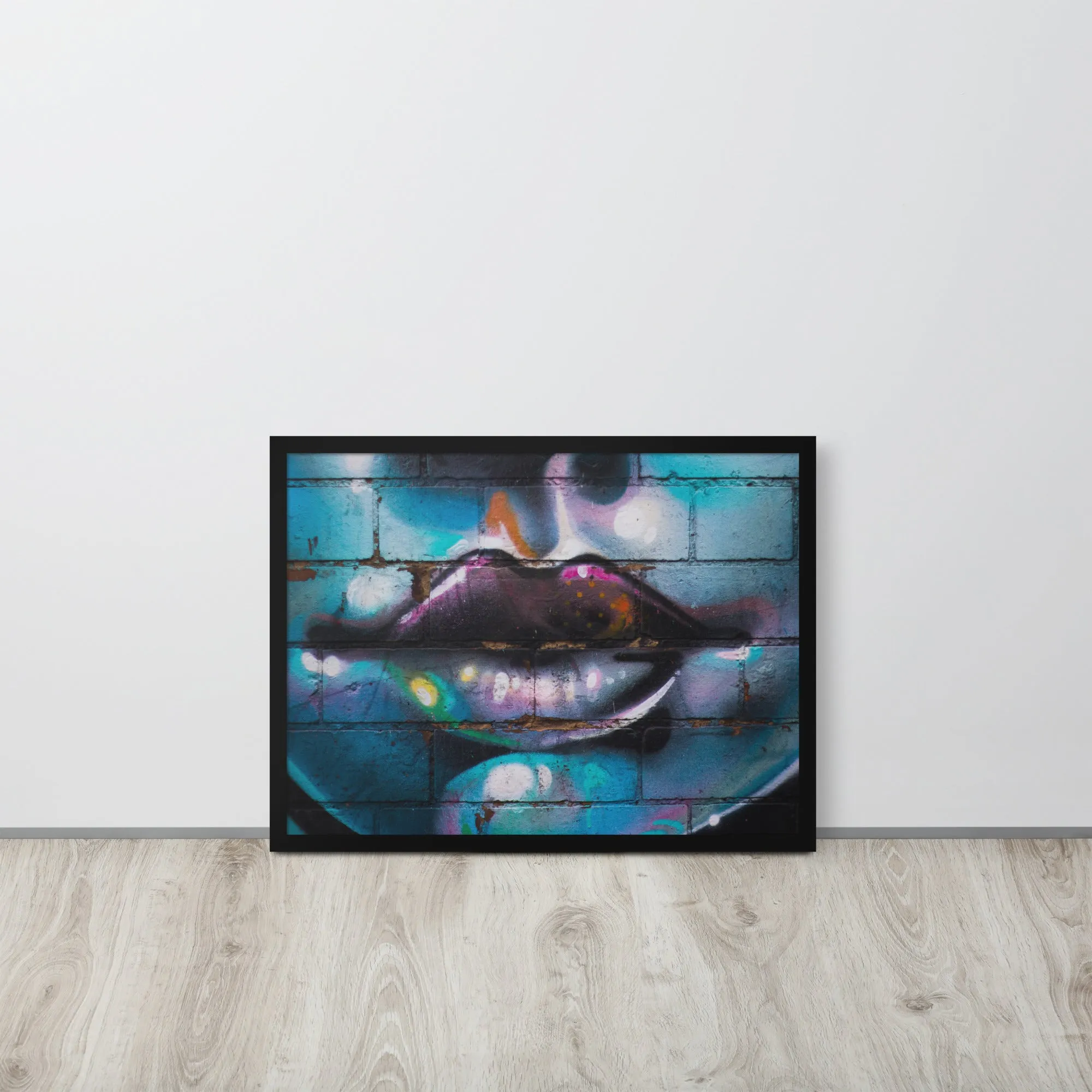 Colorful Graffiti Lips Framed poster