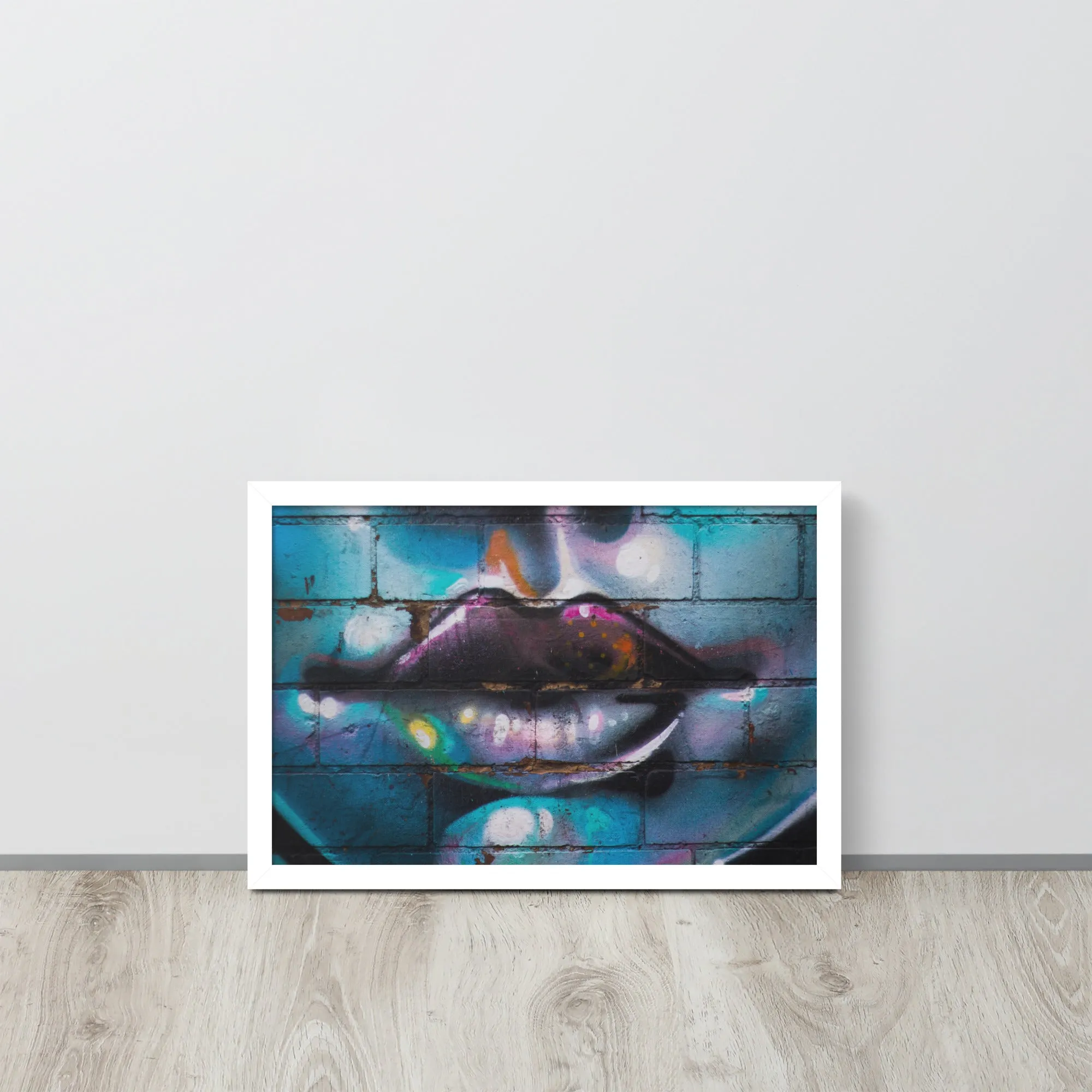 Colorful Graffiti Lips Framed poster