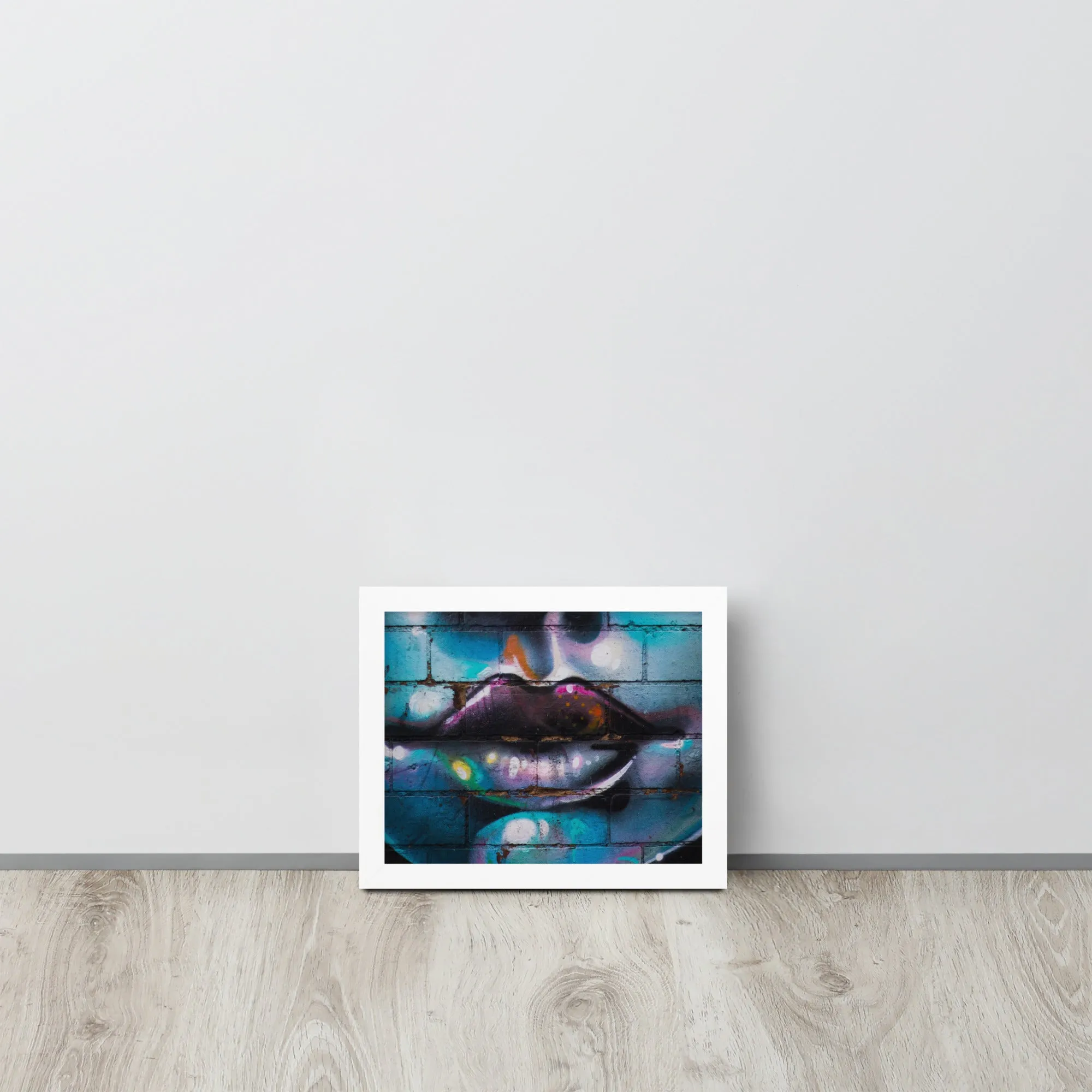 Colorful Graffiti Lips Framed poster