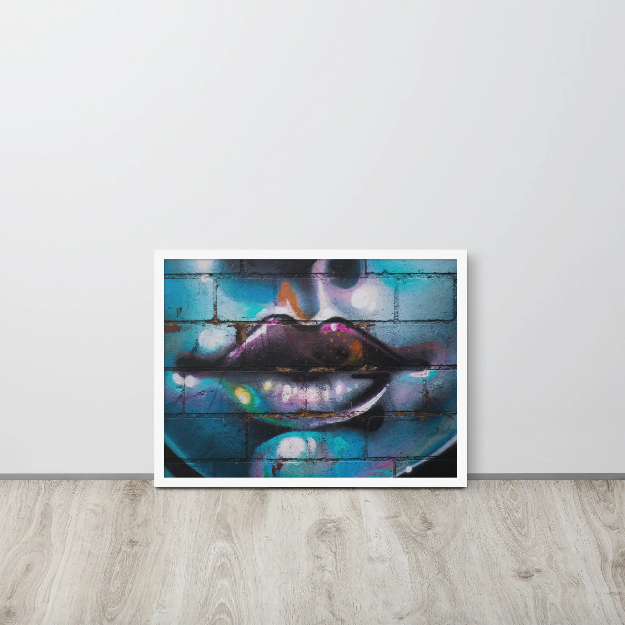 Colorful Graffiti Lips Framed poster